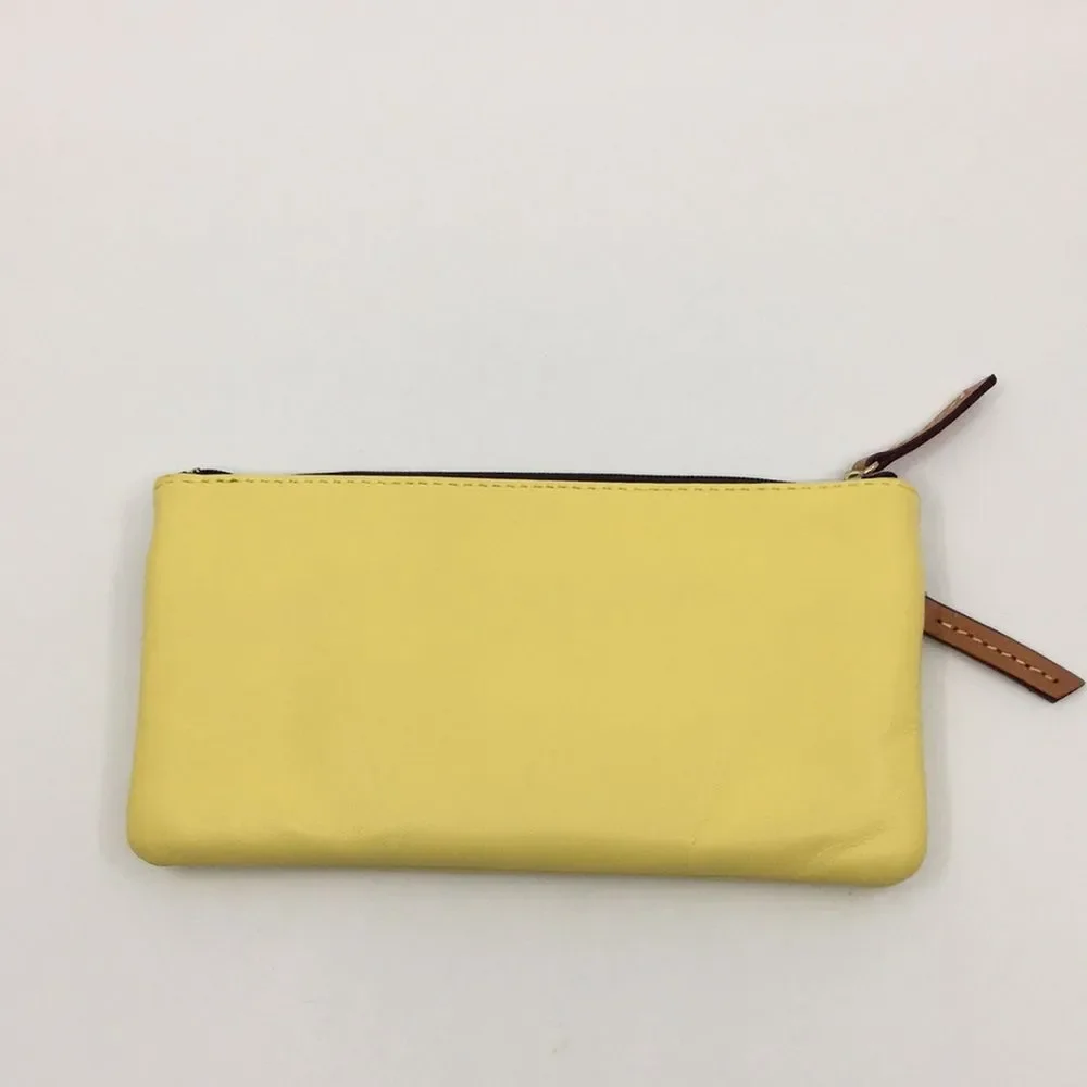 DOONEY & BOURKE Tech Top Yellow Leather Double Zip Pouch Wallet